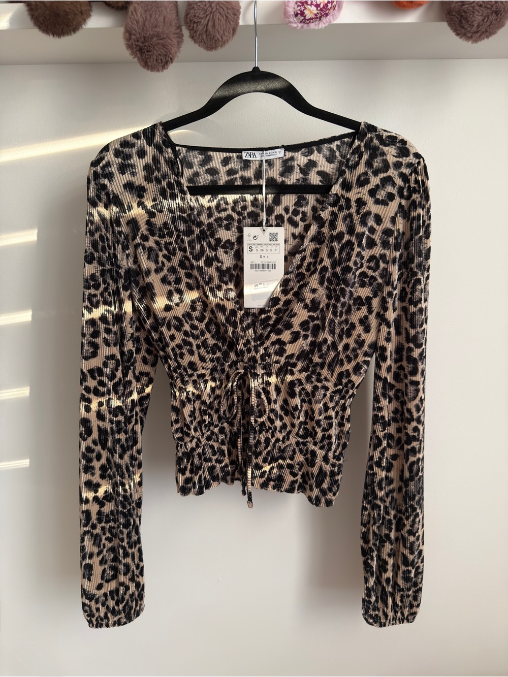 Zara Leopard Print Pleated Top NWT – S